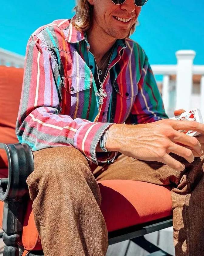 Men's Vintage Stripe Print Shirt
